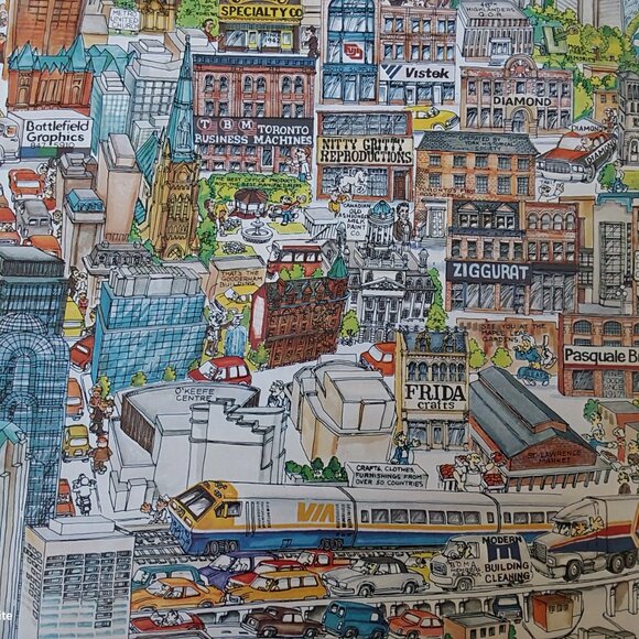 Vintage 1989 Toronto poster by Tom Dodds landmarks and businesses 101 x 71 cm - Picture 11 of 12